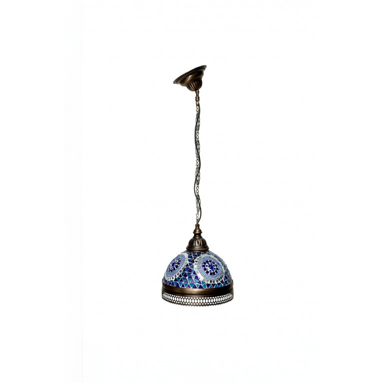 Hanging blue lamp, 70 cm, mosaic glass, diameter 22 cm